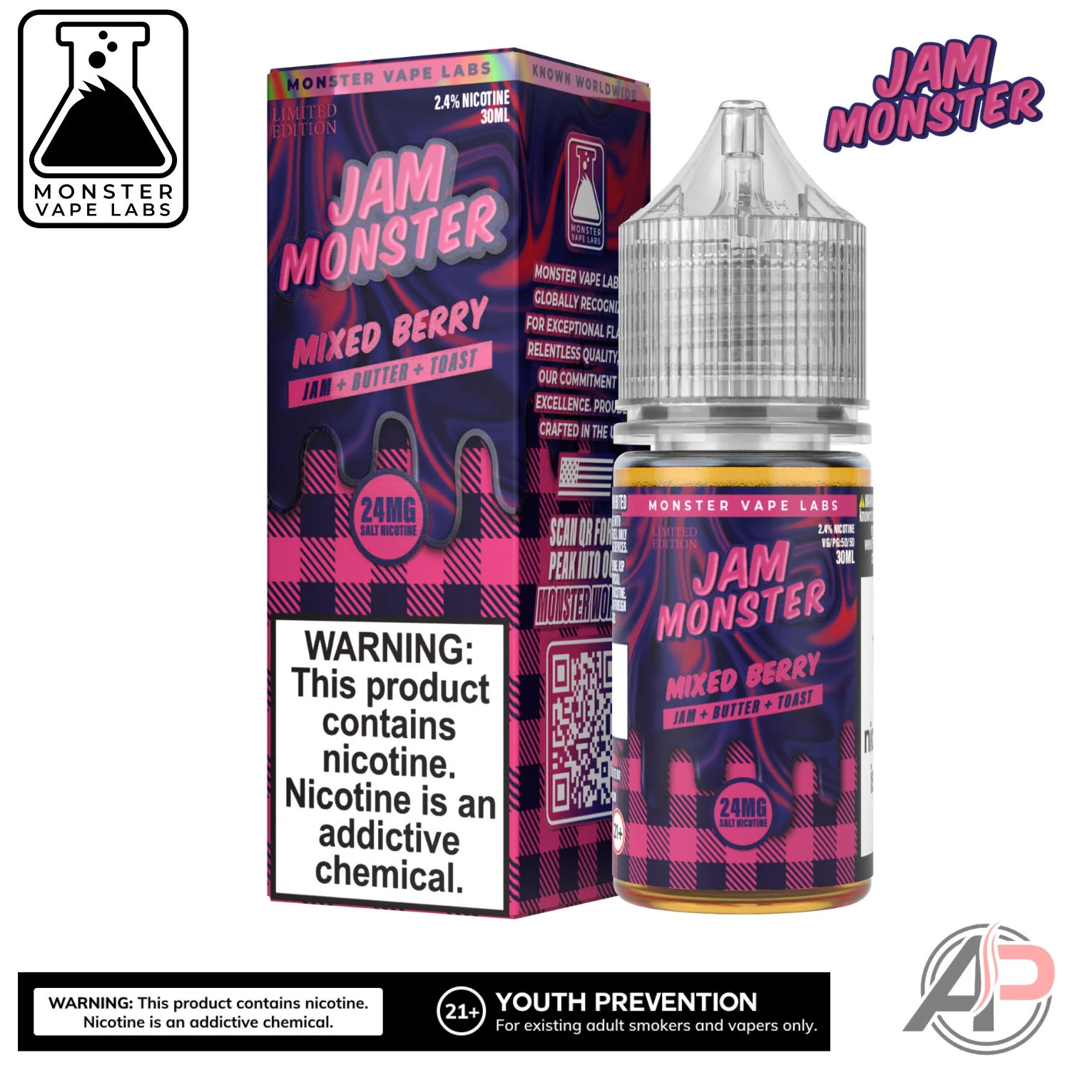 Mixed Berry E-Liquid By Jam Monster Vape Labs 100mL - Image 2