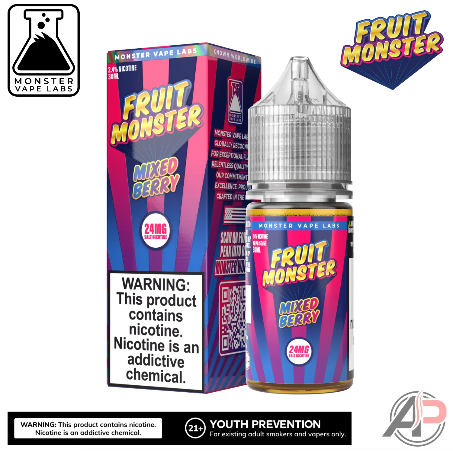 Mixed Berry E-Liquid By Fruit Monster Vape Labs 100mL - Image 2