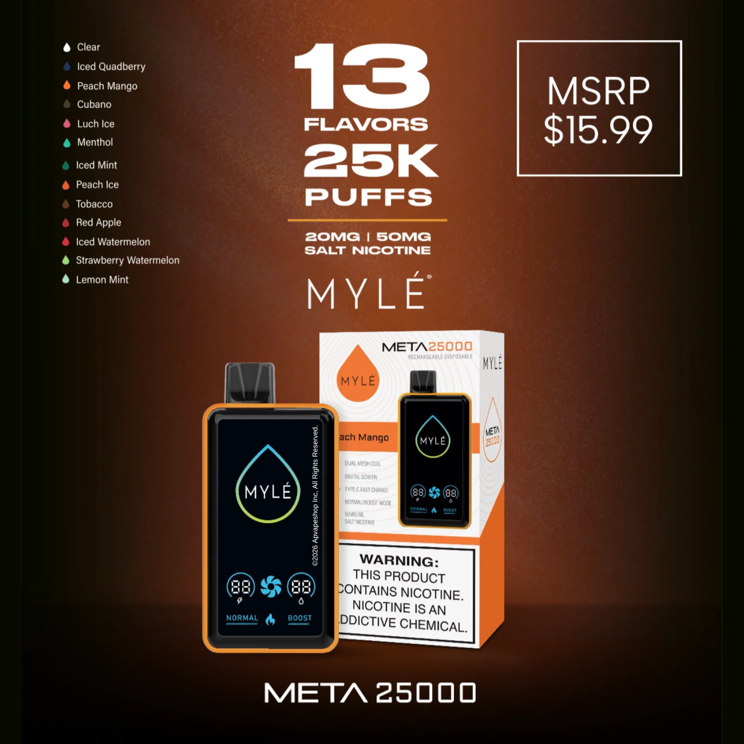 Myle Meta 25,000 Puffs Disposable Vape Device - Image 2