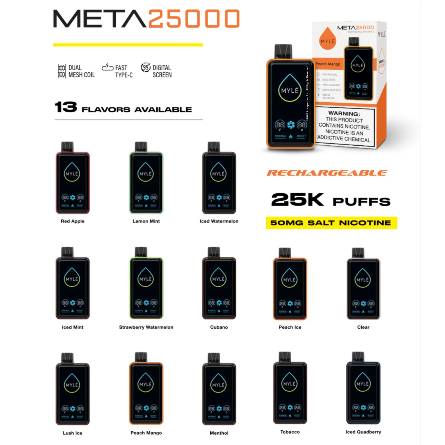 Myle Meta 25,000 Puffs Disposable Vape Device - Image 3