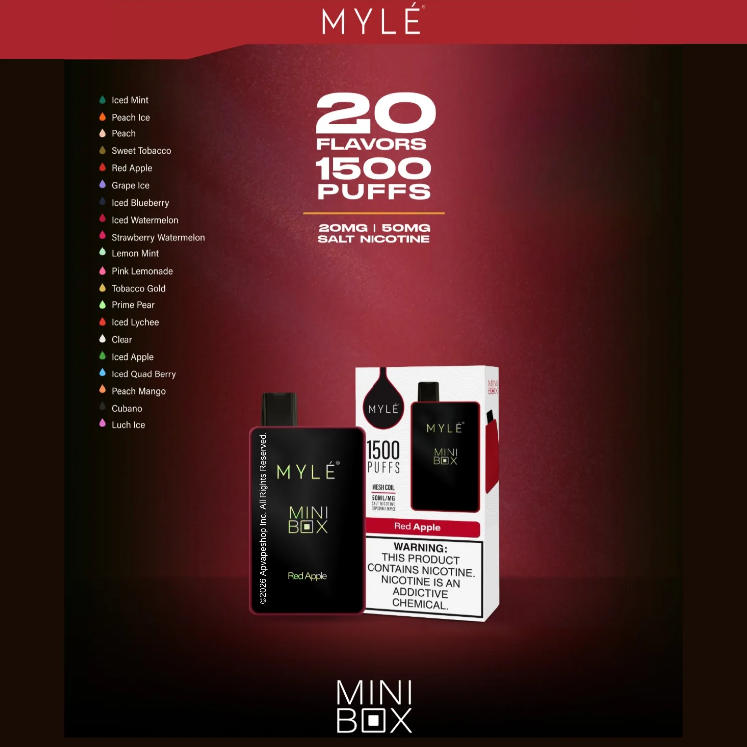 Myle Mini Box 1500 Puffs Disposable Vape Device - Image 2