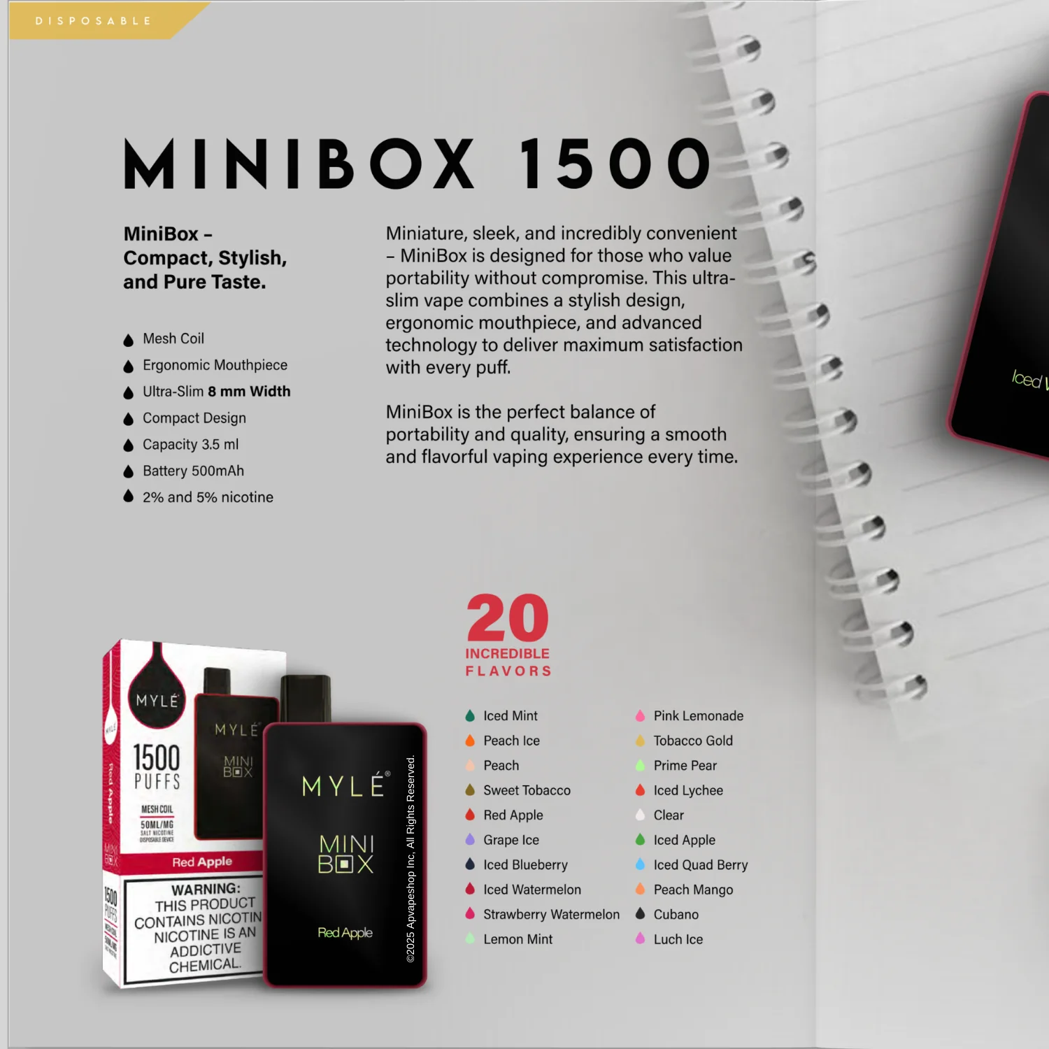 Myle Mini Box 1500 Puffs Disposable Vape Device - Image 3