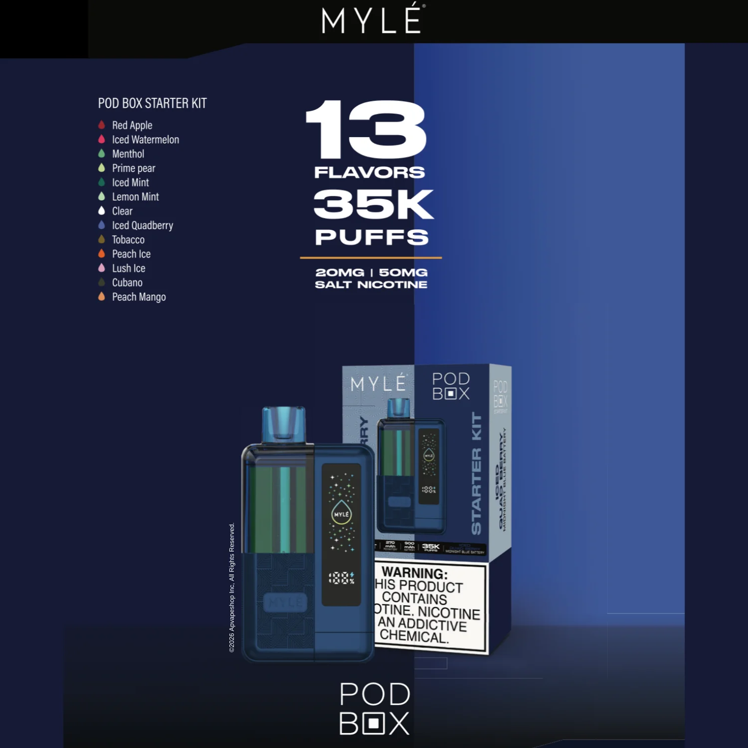 Myle Pod Box 35,000 Puffs Disposable Vape Device Kit - Image 3