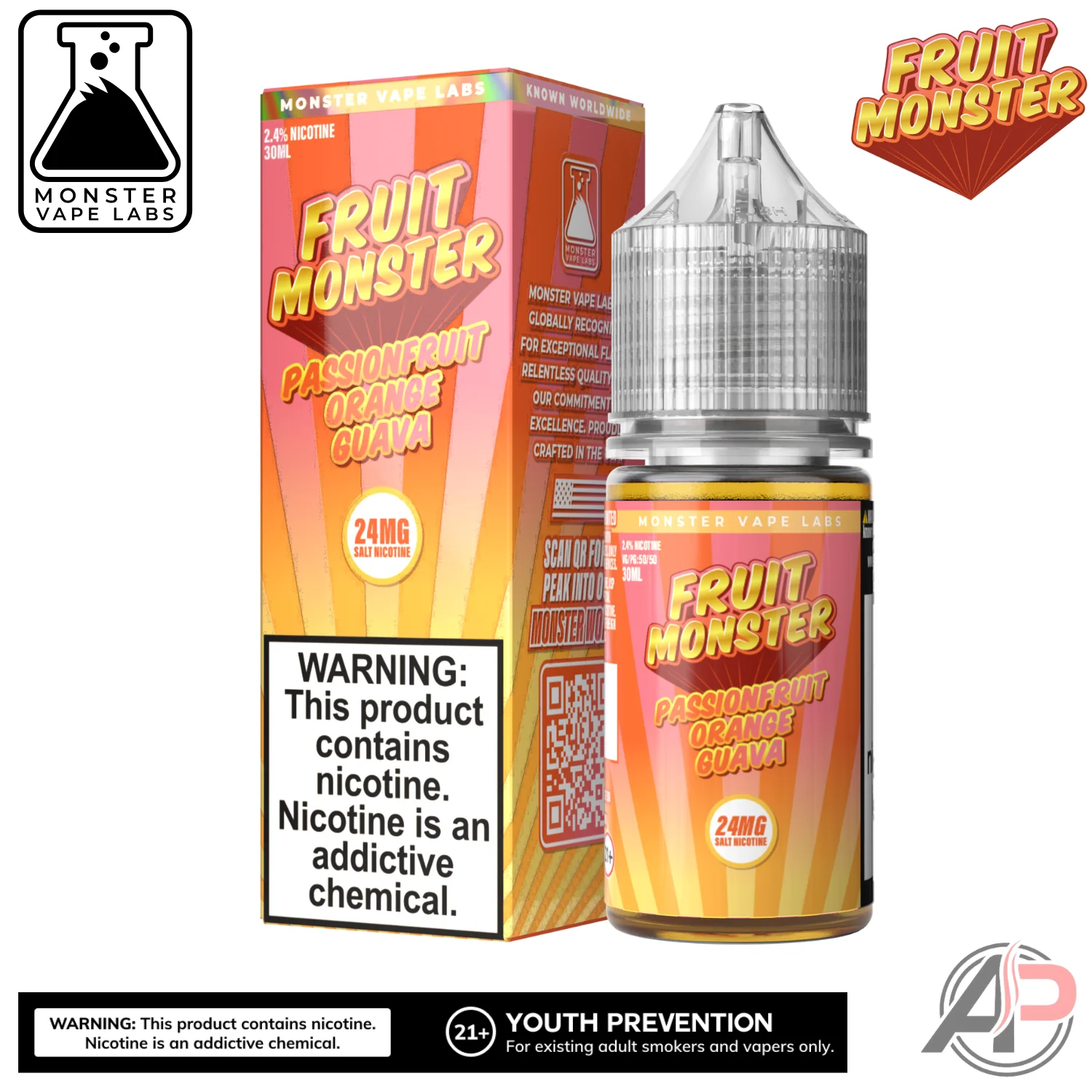 Passionfruit Orange Guava E-Liquid By Fruit Monster Vape Labs 100mL - Image 2