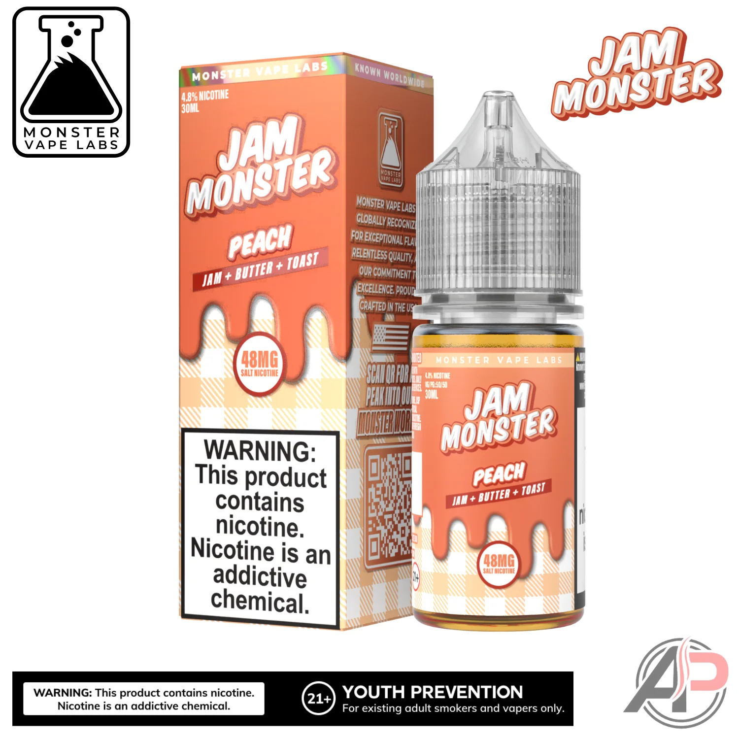 Peach E-Liquid By Jam Monster Vape Labs 100mL - Image 2