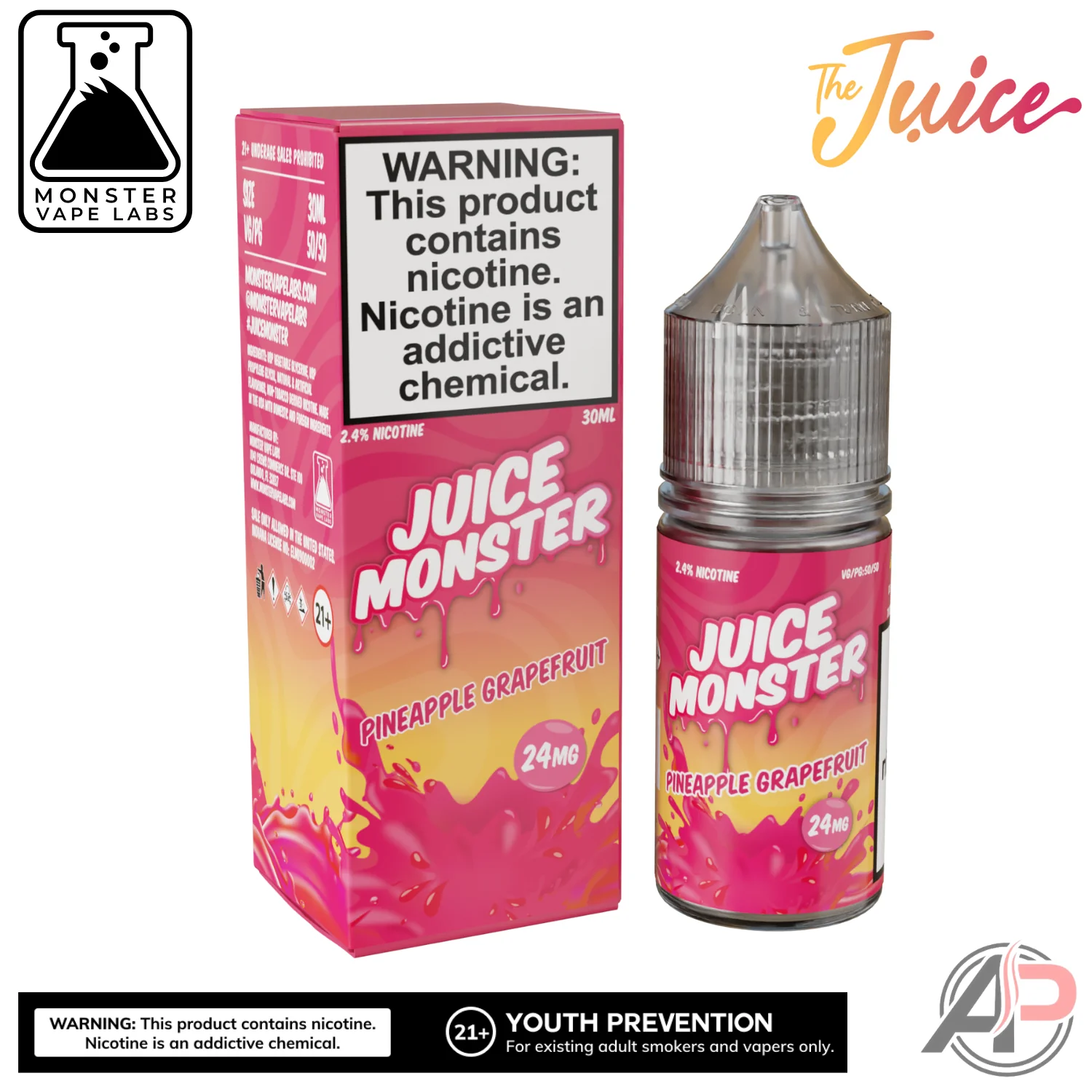 Pineapple Grapefruit E-Liquid By Juice Monster Vape Labs 100mL - Image 2