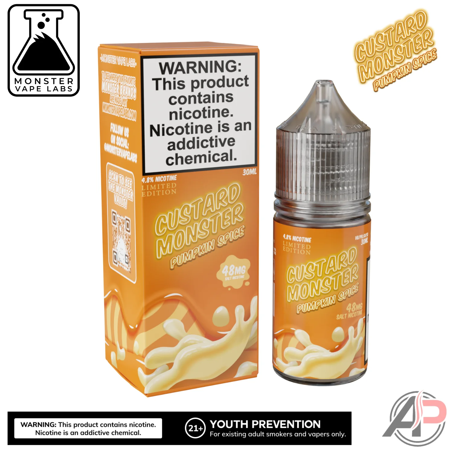 Pumpkin Spice E-Liquid By Custard Monster Vape Labs 100mL - Image 2