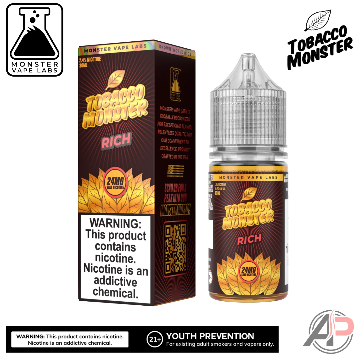 Rich Tobacco E-Liquid By Tobacco Monster Vape Labs 100mL - Image 2