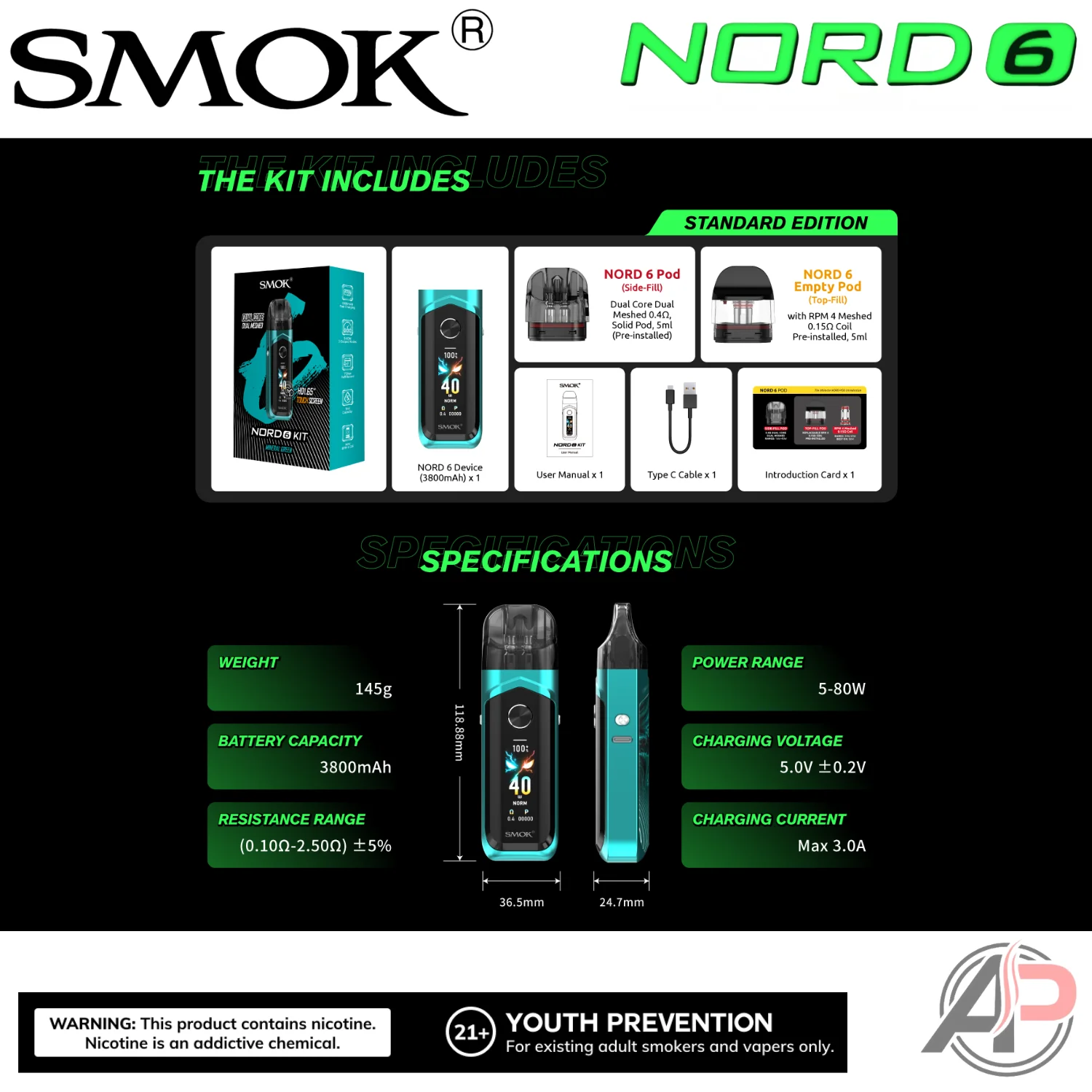 Smok Nord 6 80w Pod System Starter Kit Device - Image 13