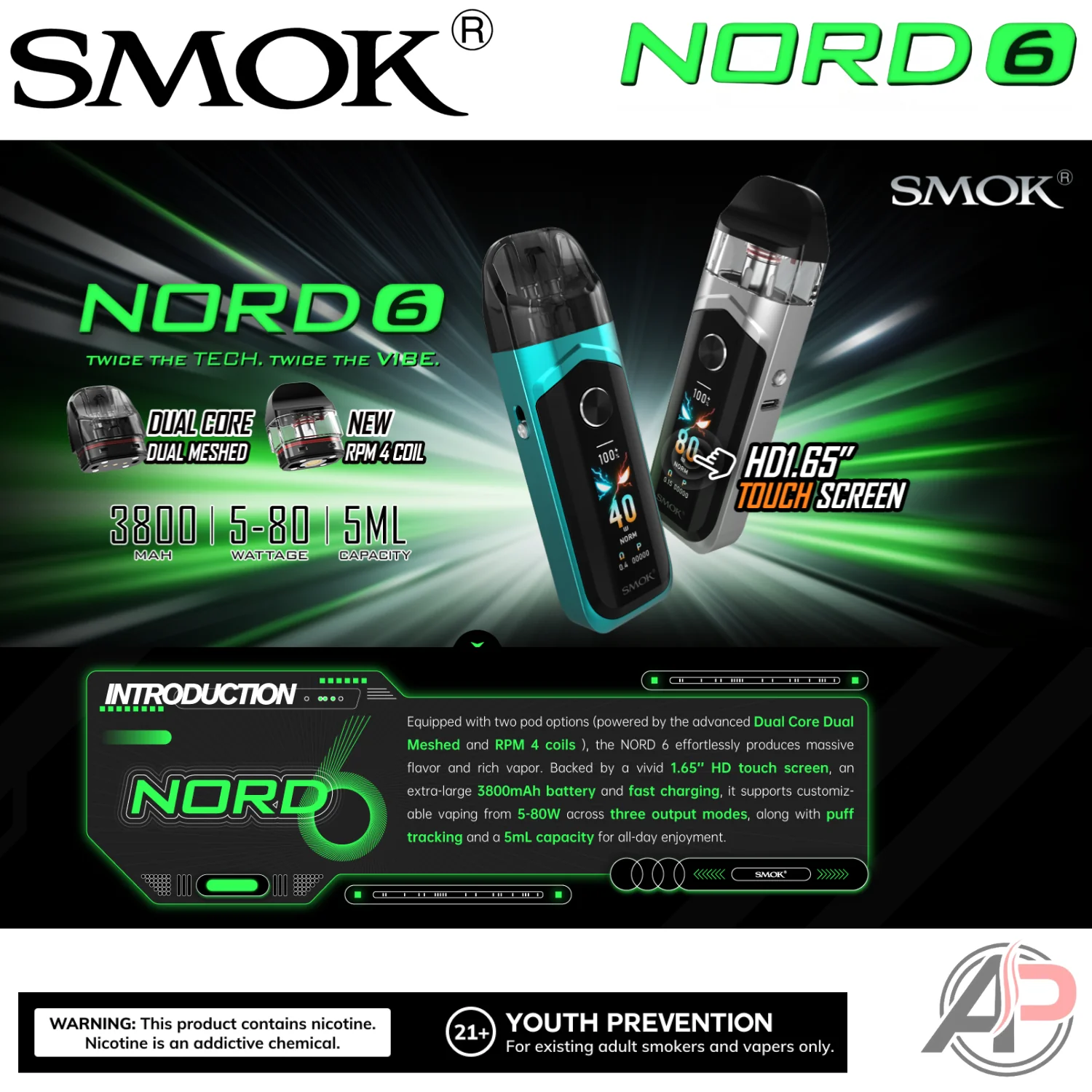 Smok Nord 6 80w Pod System Starter Kit Device - Image 2