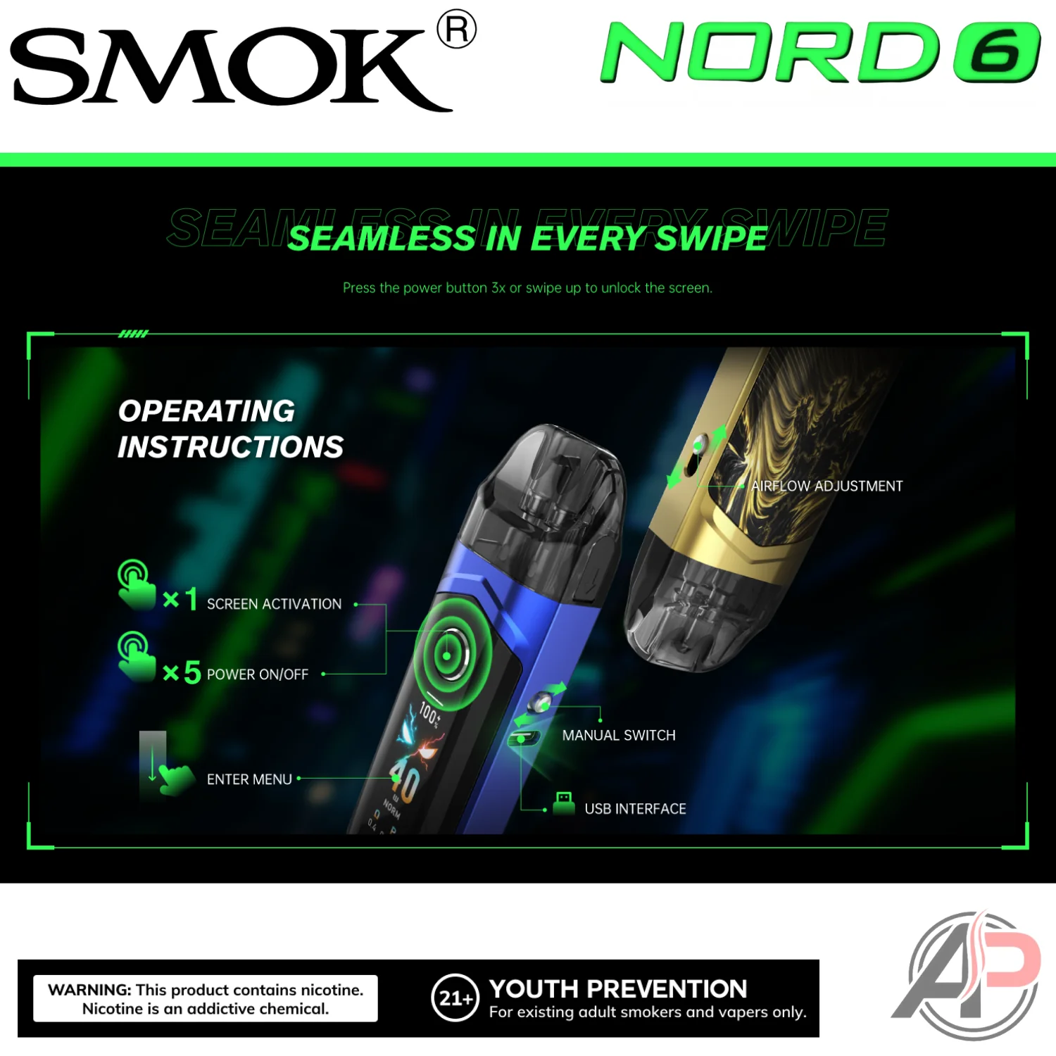 Smok Nord 6 80w Pod System Starter Kit Device - Image 6