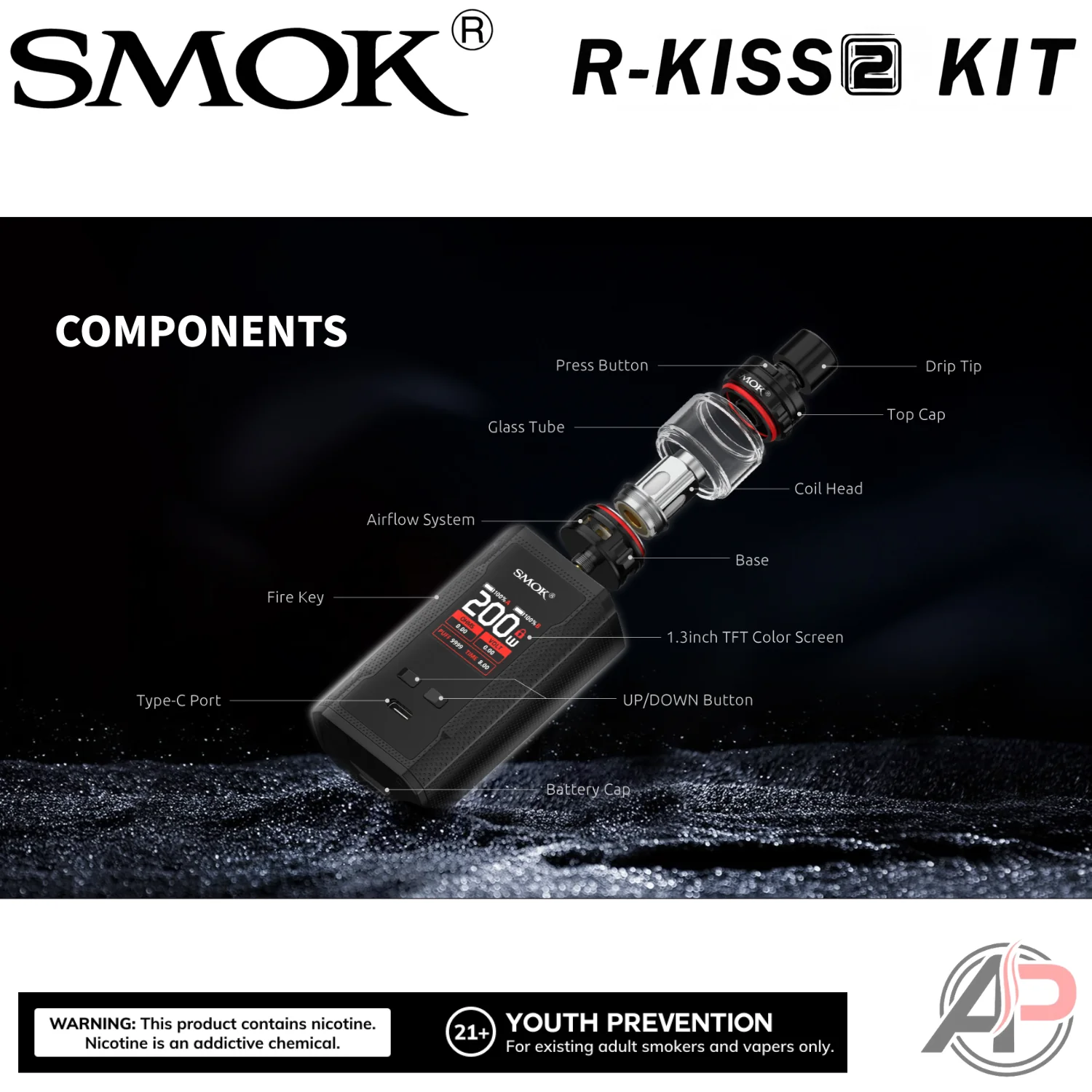 Smok R-Kiss 2 200W Box Mod Starter Kit Device - Image 11