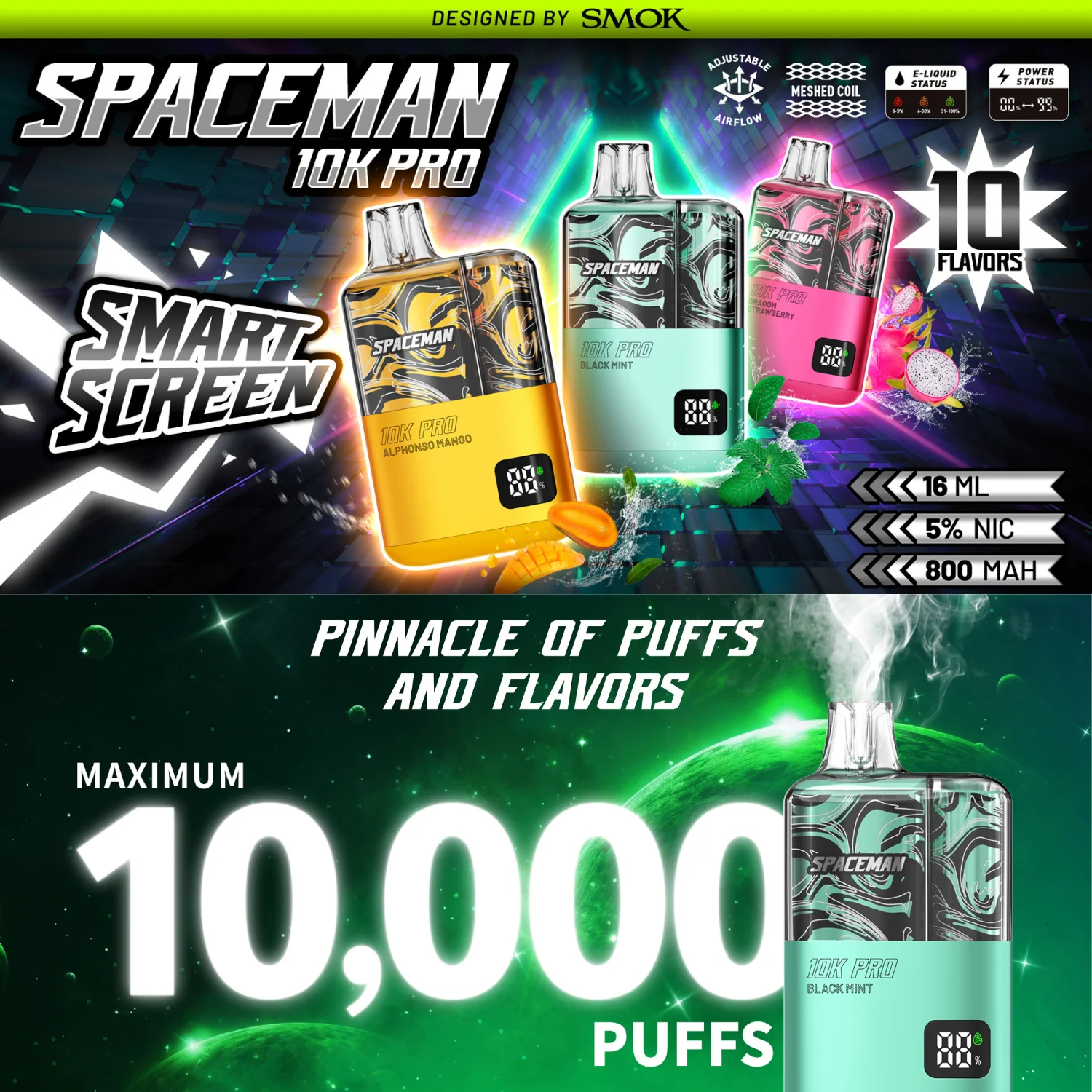 Smok Spaceman Vape 10K Pro Disposable Device - Image 2