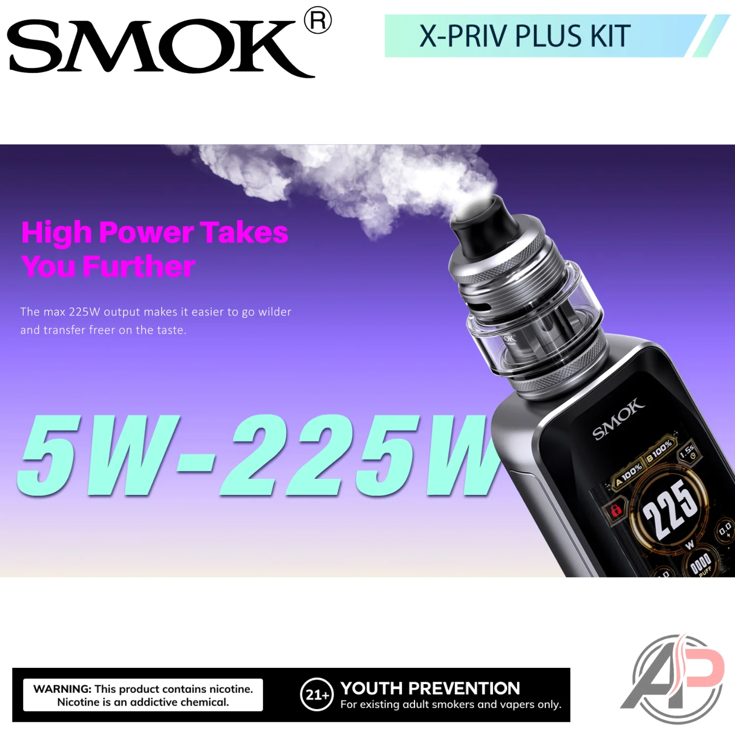 Smok X-Priv Plus 225W Box Mod System Starter Kit Device - Image 4