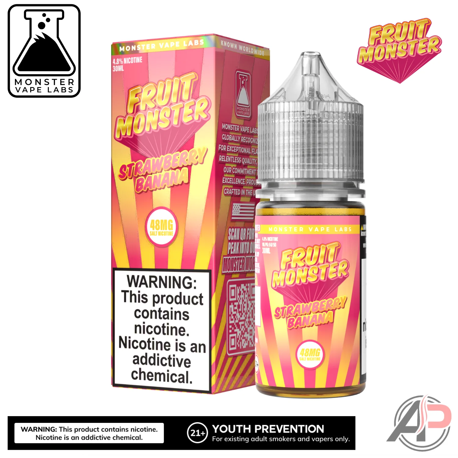 Strawberry Banana E-Liquid By Fruit Monster Vape Labs 100mL - Image 2