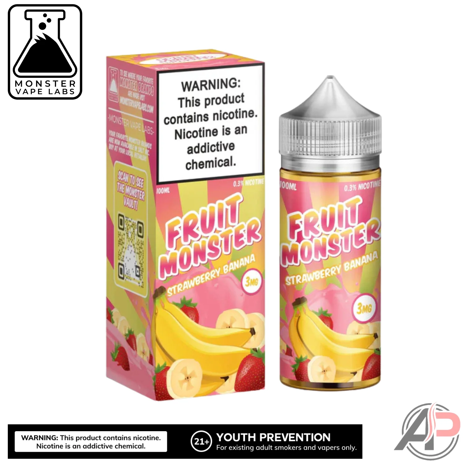Strawberry Banana E-Liquid By Fruit Monster Vape Labs 100mL - Image 3