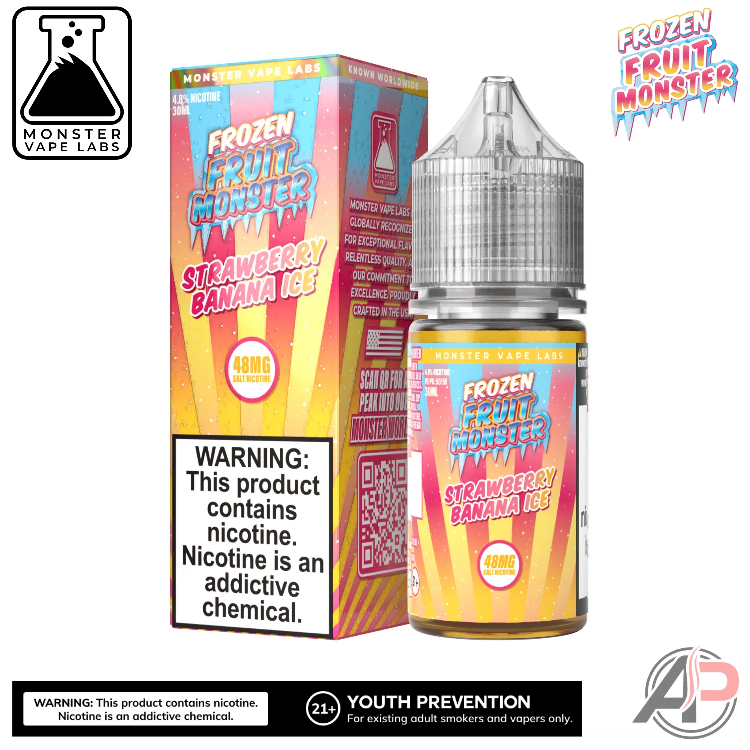 Strawberry Banana Ice E-Liquid By Frozen Fruit Monster Vape Labs 100mL - Image 2