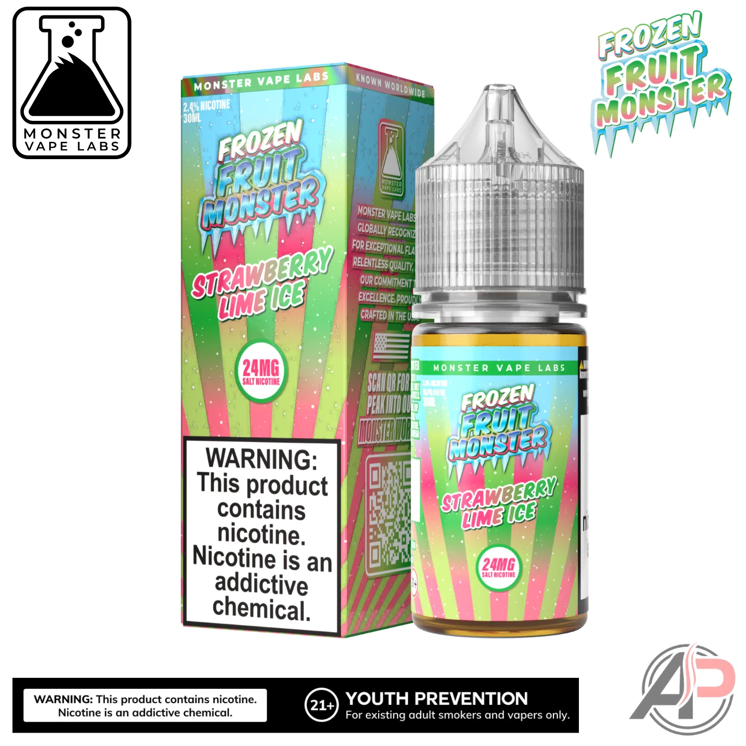 Strawberry Lime Ice E-Liquid By Frozen Fruit Monster Vape Labs 100mL - Image 2