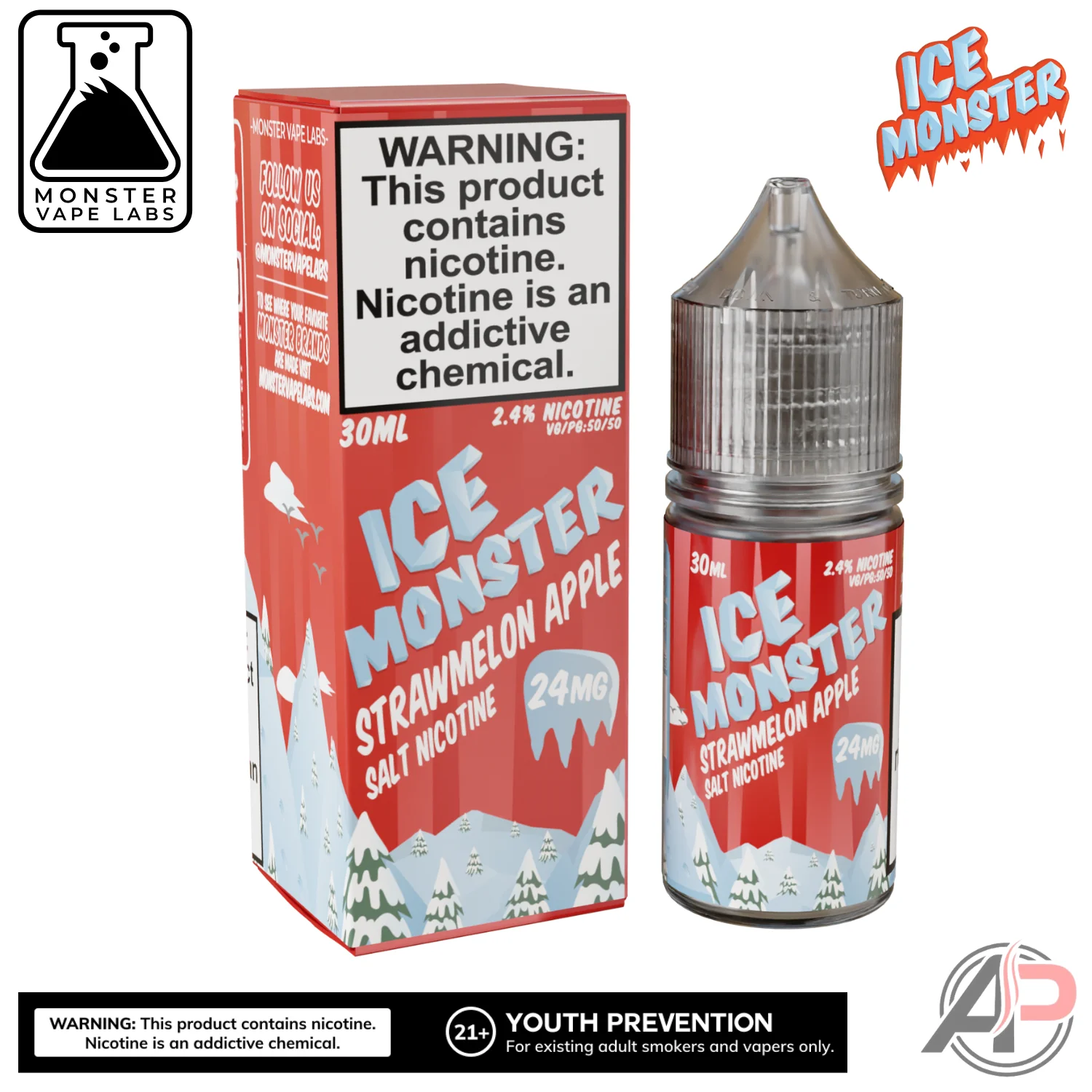 Strawmelon Apple E-Liquid By Ice Monster Vape Labs 100mL - Image 2