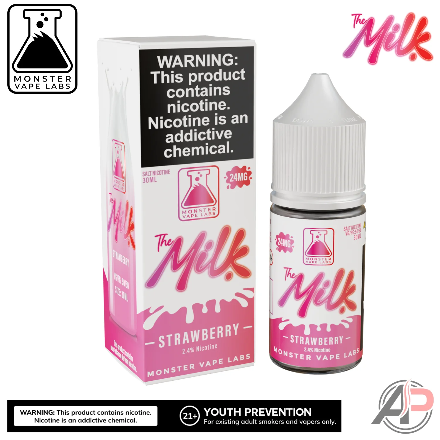The Milk Strawberry E-Liquid By Monster Vape Labs 100mL - Image 2