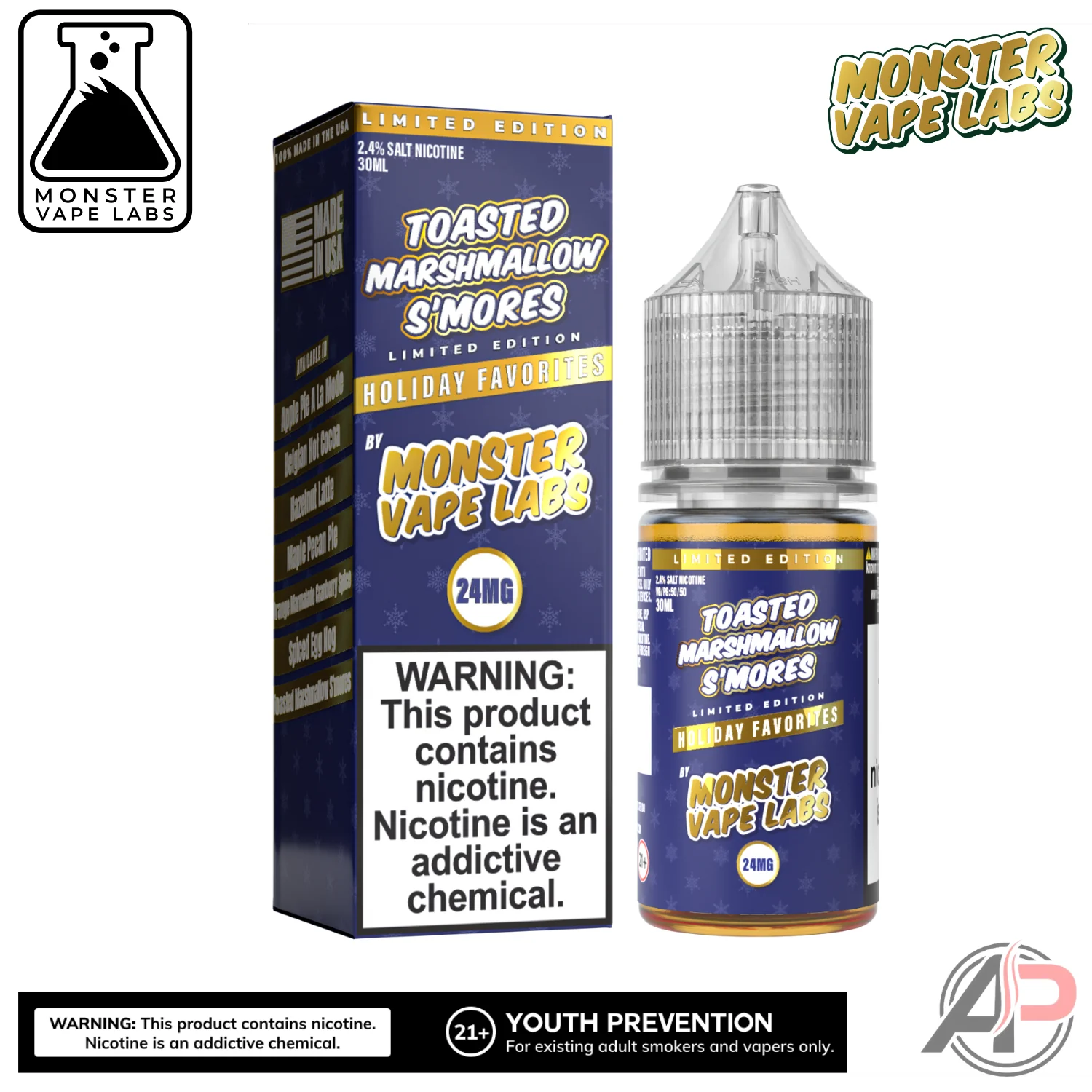 Toasted Marshmallow Smores E-Liquid By Holiday Monster Vape Labs 100mL - Image 3