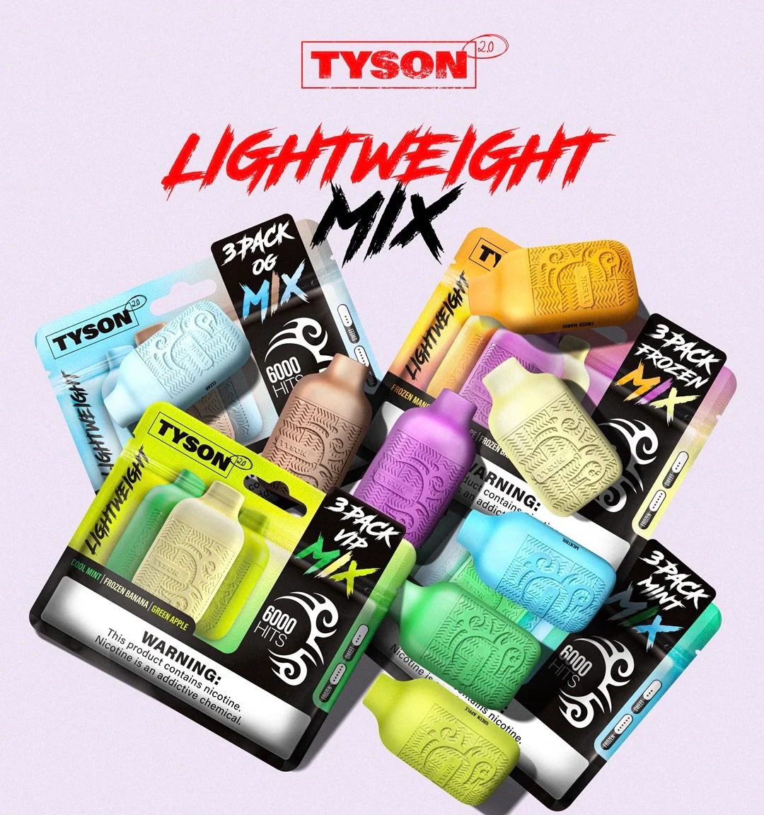 Tyson 2.0 Lightweight 6000 Puffs Disposable Vape Device 3 Pack - Image 2