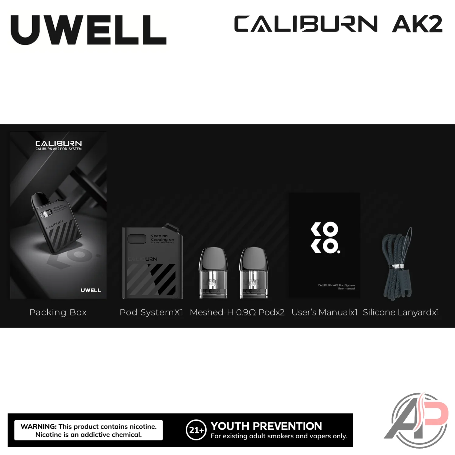 Uwell Caliburn AK2 15W Pod System Starter Kit Device - Image 4