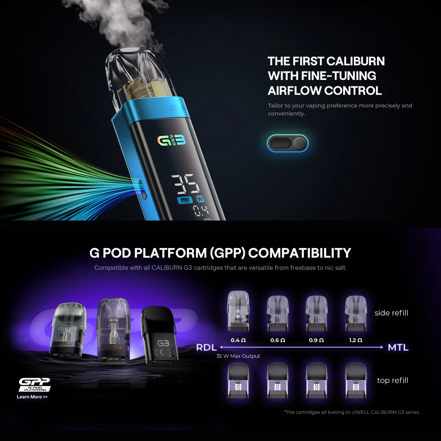 Uwell Caliburn G3 Pro Pod System Starter Kit Device - Image 7