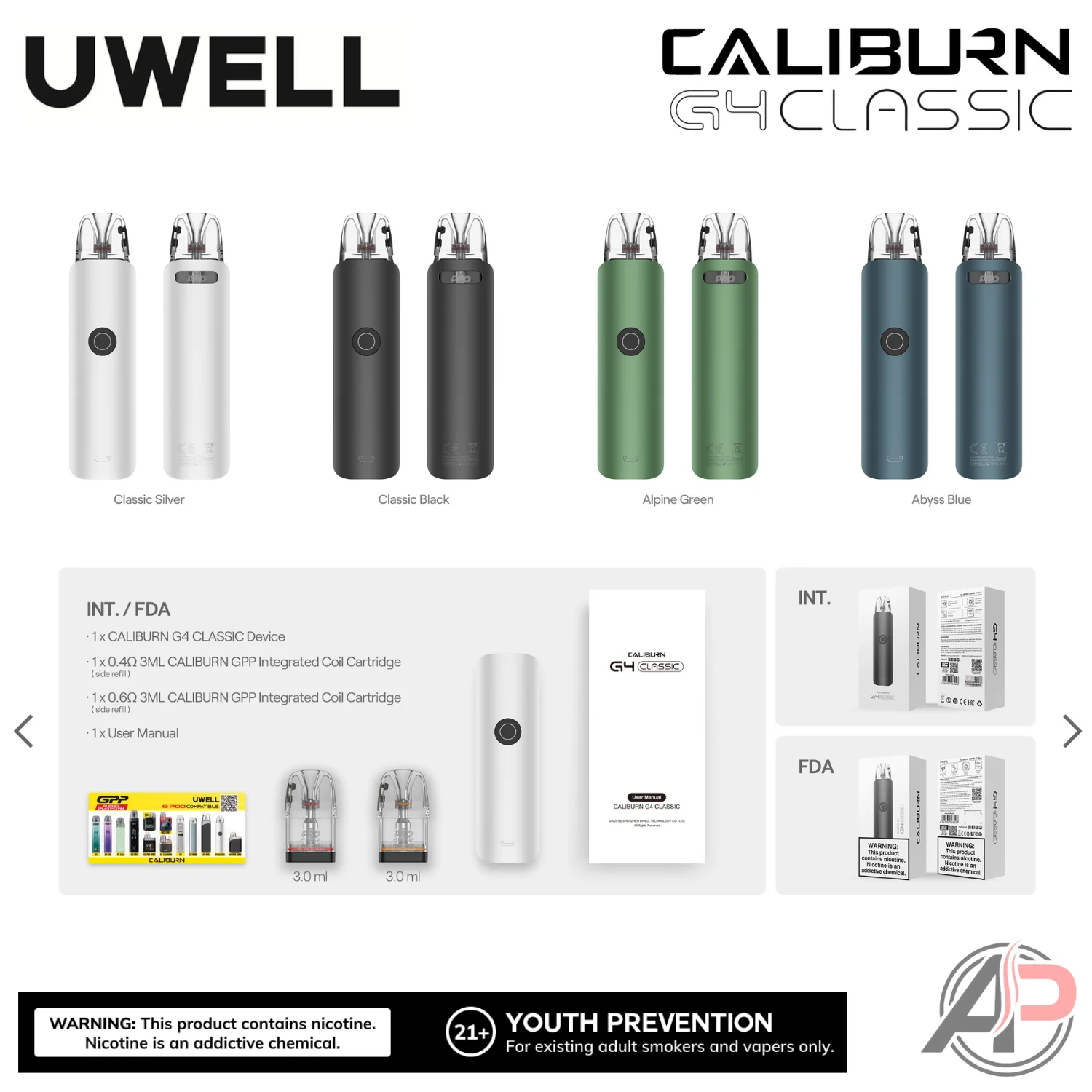 Uwell Caliburn G4 Classic Pod System Starter Kit Device - Image 11