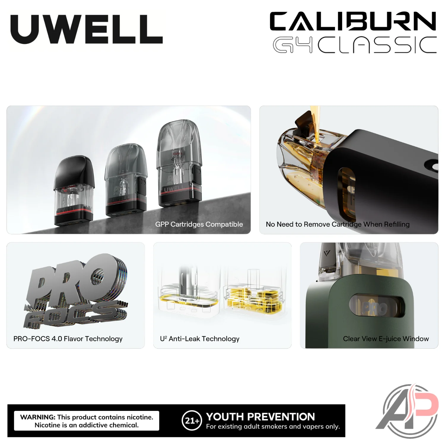 Uwell Caliburn G4 Classic Pod System Starter Kit Device - Image 3