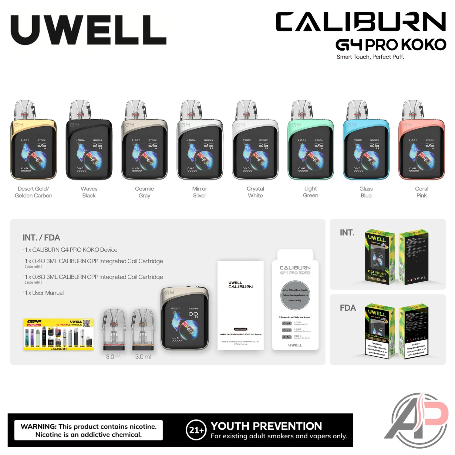 Uwell Caliburn G4 Pro Koko 35W Pod System Starter Kit Device - Image 10
