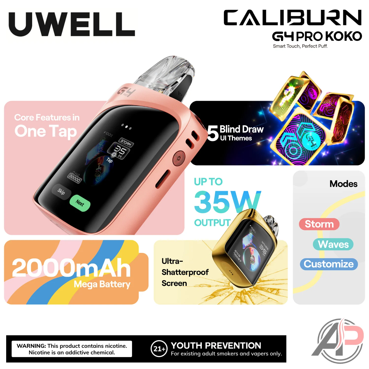 Uwell Caliburn G4 Pro Koko 35W Pod System Starter Kit Device - Image 2