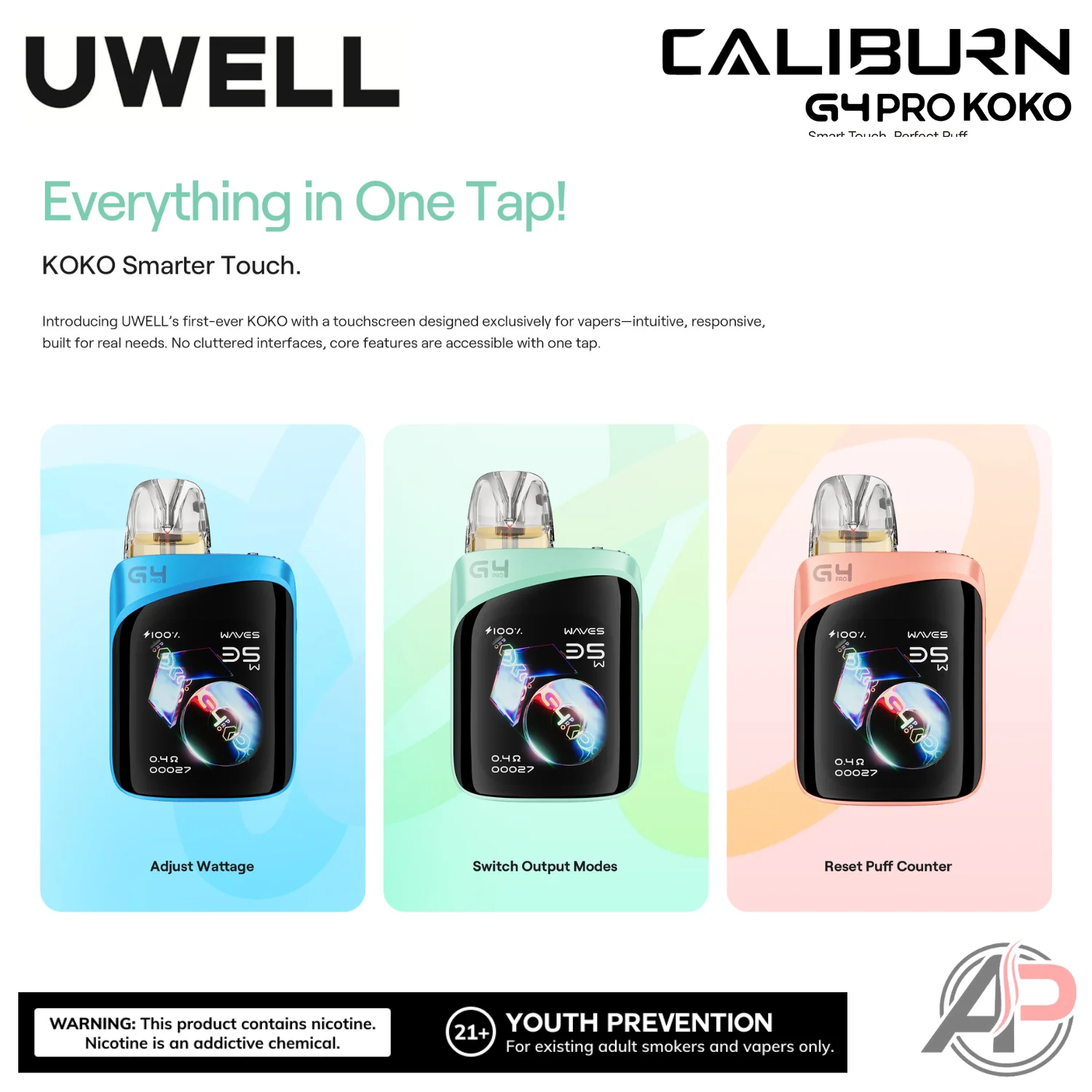 Uwell Caliburn G4 Pro Koko 35W Pod System Starter Kit Device - Image 5