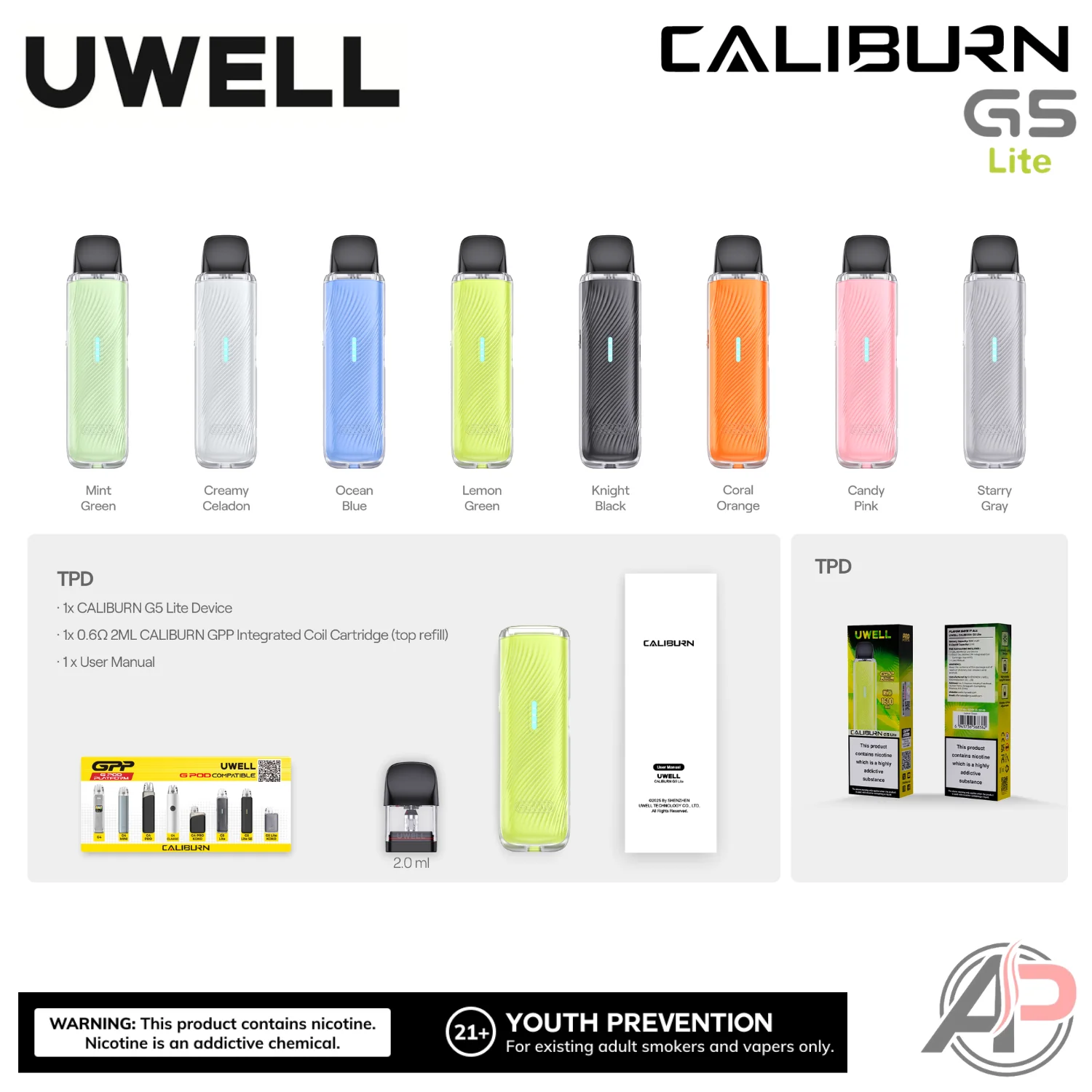 Uwell Caliburn G5 Lite Pod System Starter Kit Device - Image 9