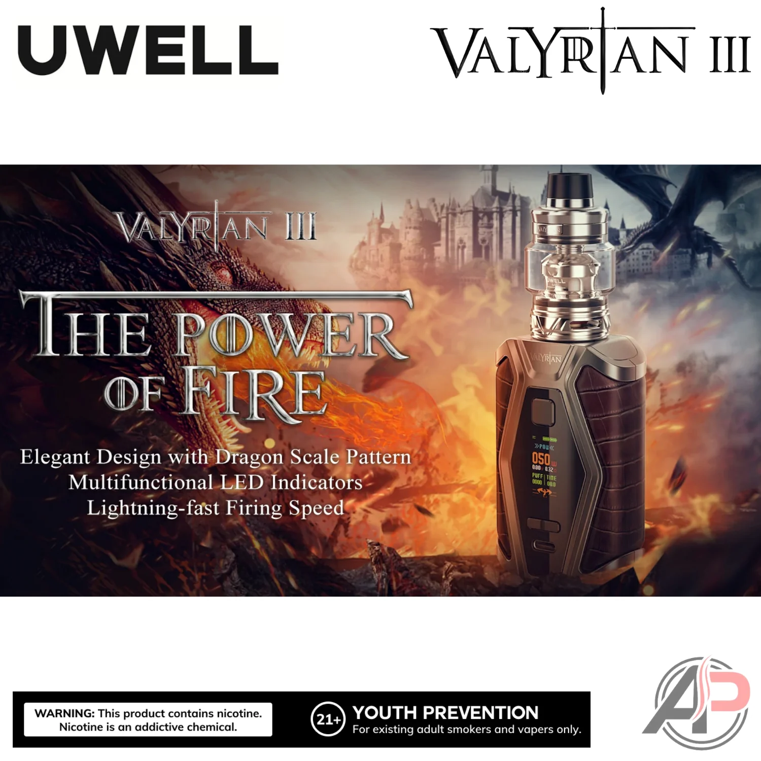 Uwell Valyrian 3 200W Box Mod Starter Kit Device - Image 2