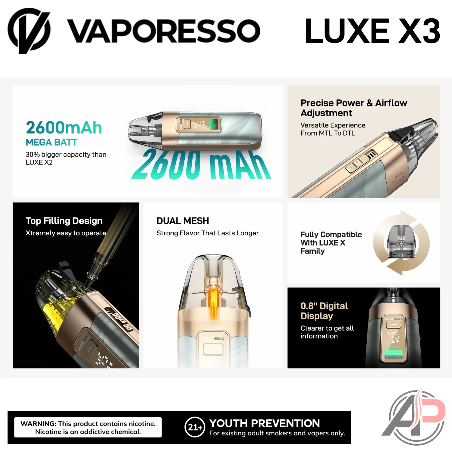Vaporesso Luxe X3 45w Pod System Starter Kit Device - Image 2