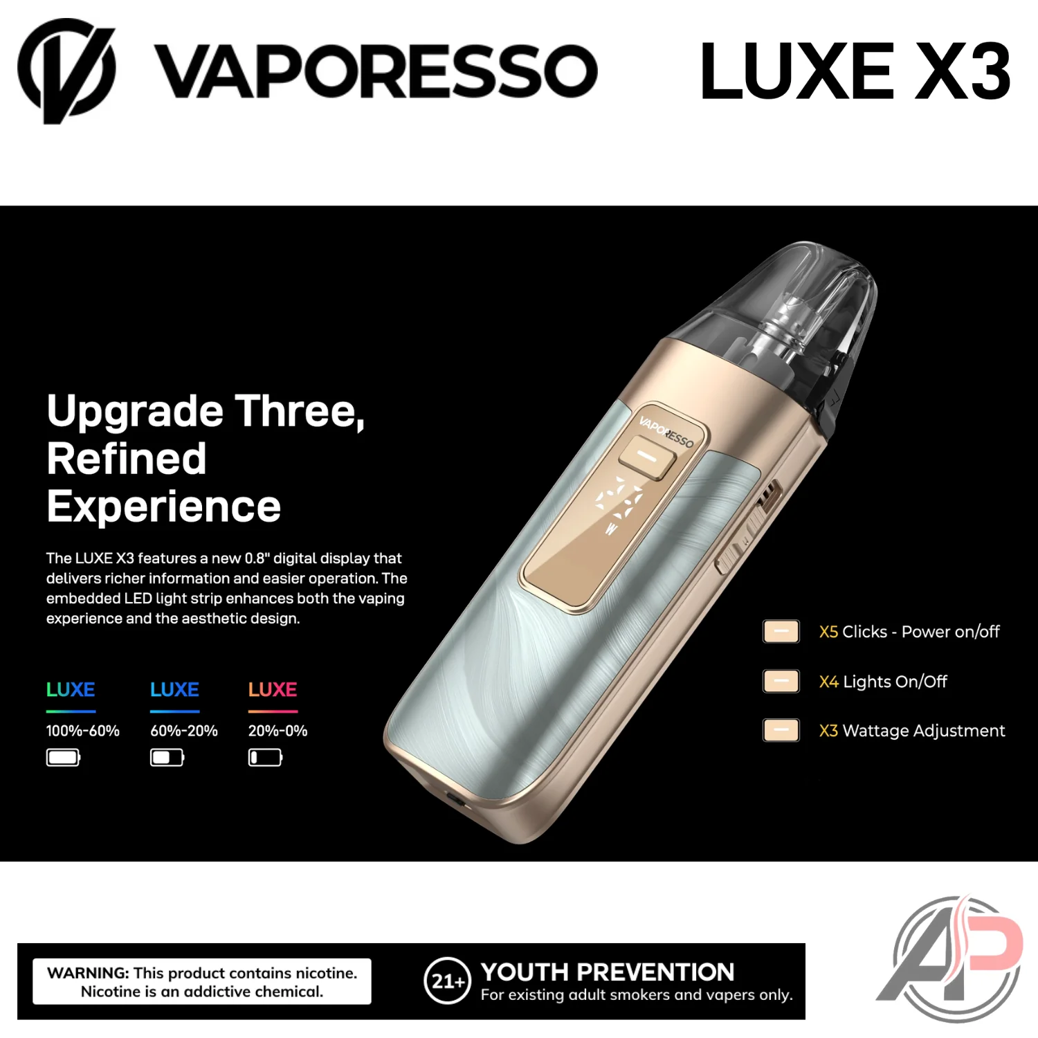 Vaporesso Luxe X3 45w Pod System Starter Kit Device - Image 4