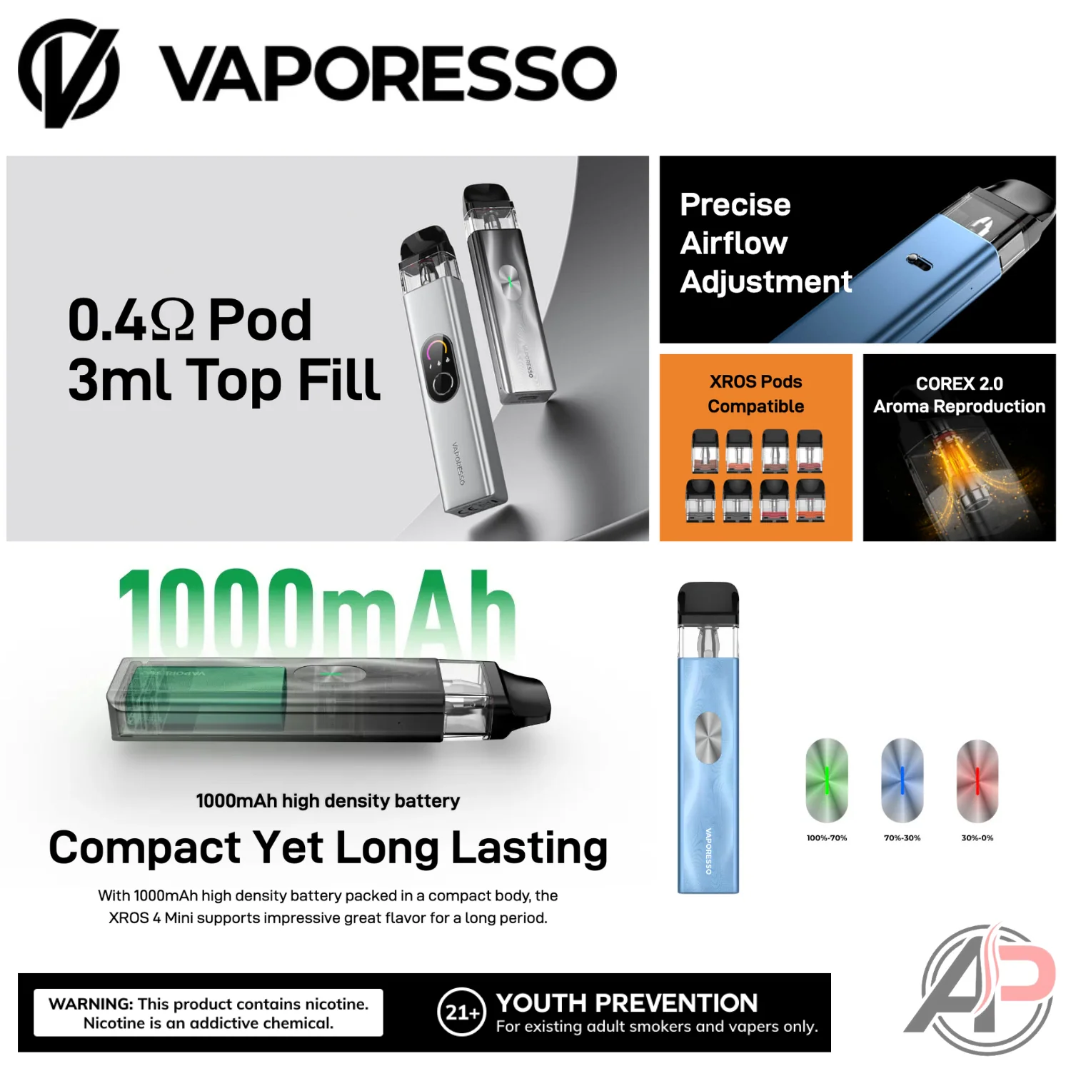 Vaporesso Xros 4 Mini Pod System Starter Kit Device - Image 3