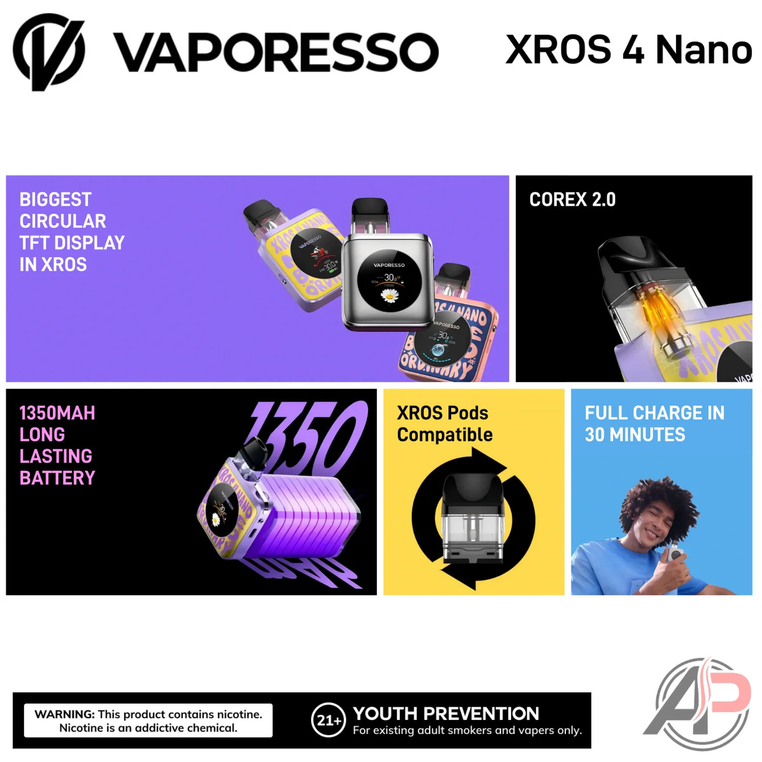 Vaporesso Xros 4 Nano Pod System Starter kit Device - Image 3