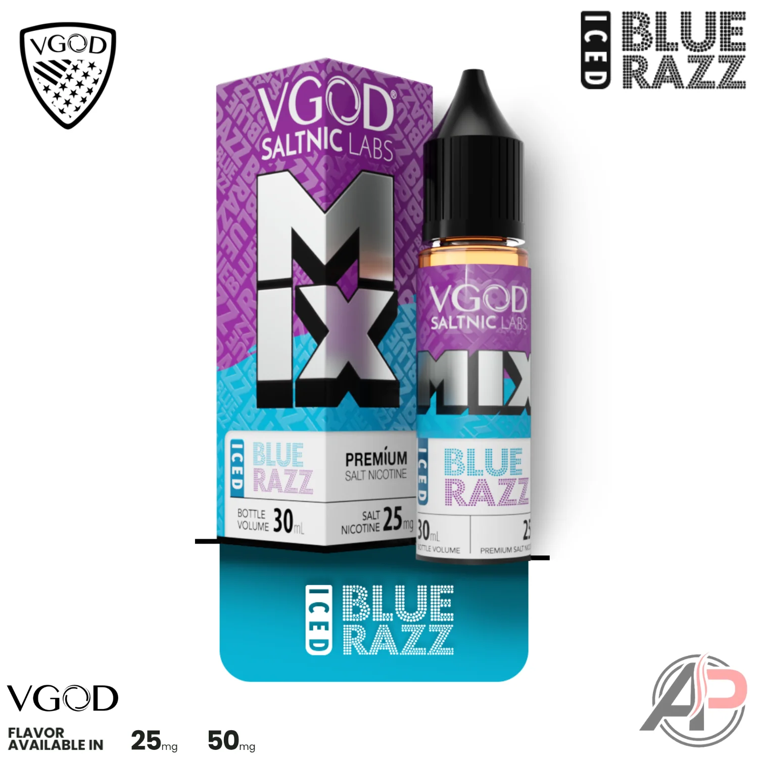 VGOD Mix Iced Blue Razz 30mL Salt Nic - Image 2