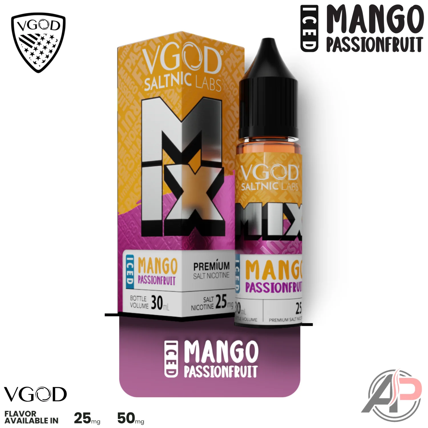 VGOD Mix Iced Mango Passionfruit 30mL Salt Nic - Image 2