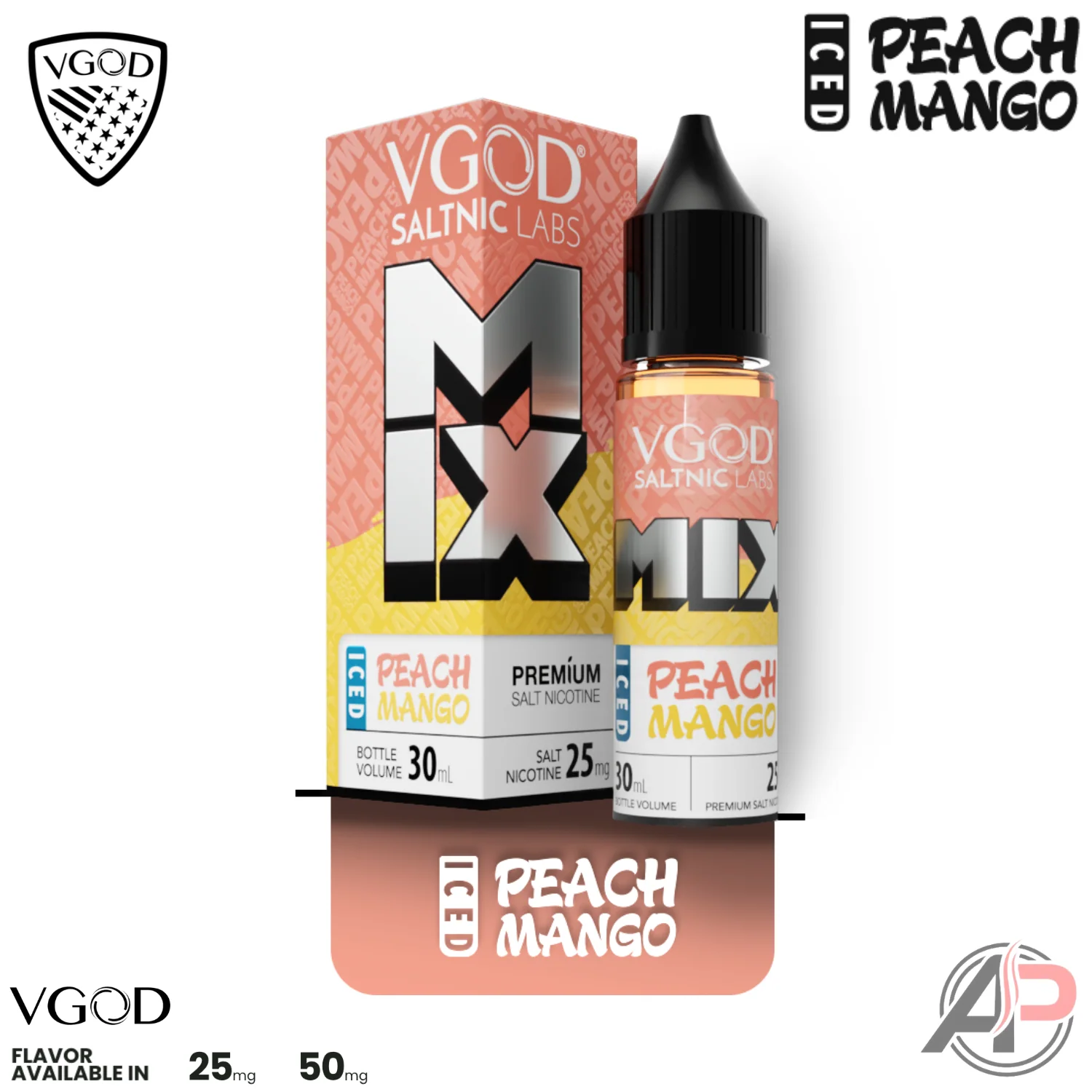 VGOD Mix Iced Peach Mango 30mL Salt Nic - Image 2