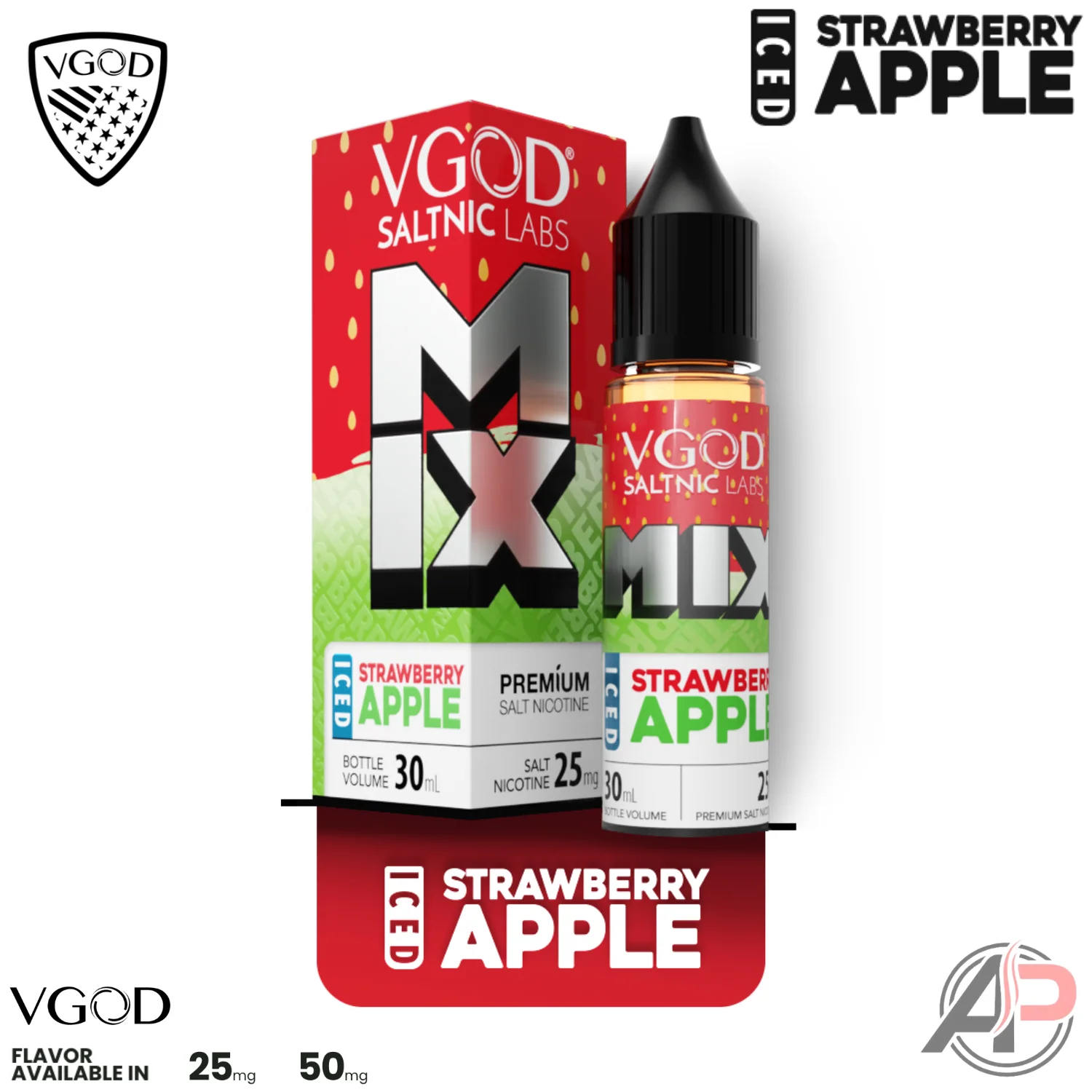 VGOD Mix Iced Strawberry Apple 30mL Salt Nic - Image 2