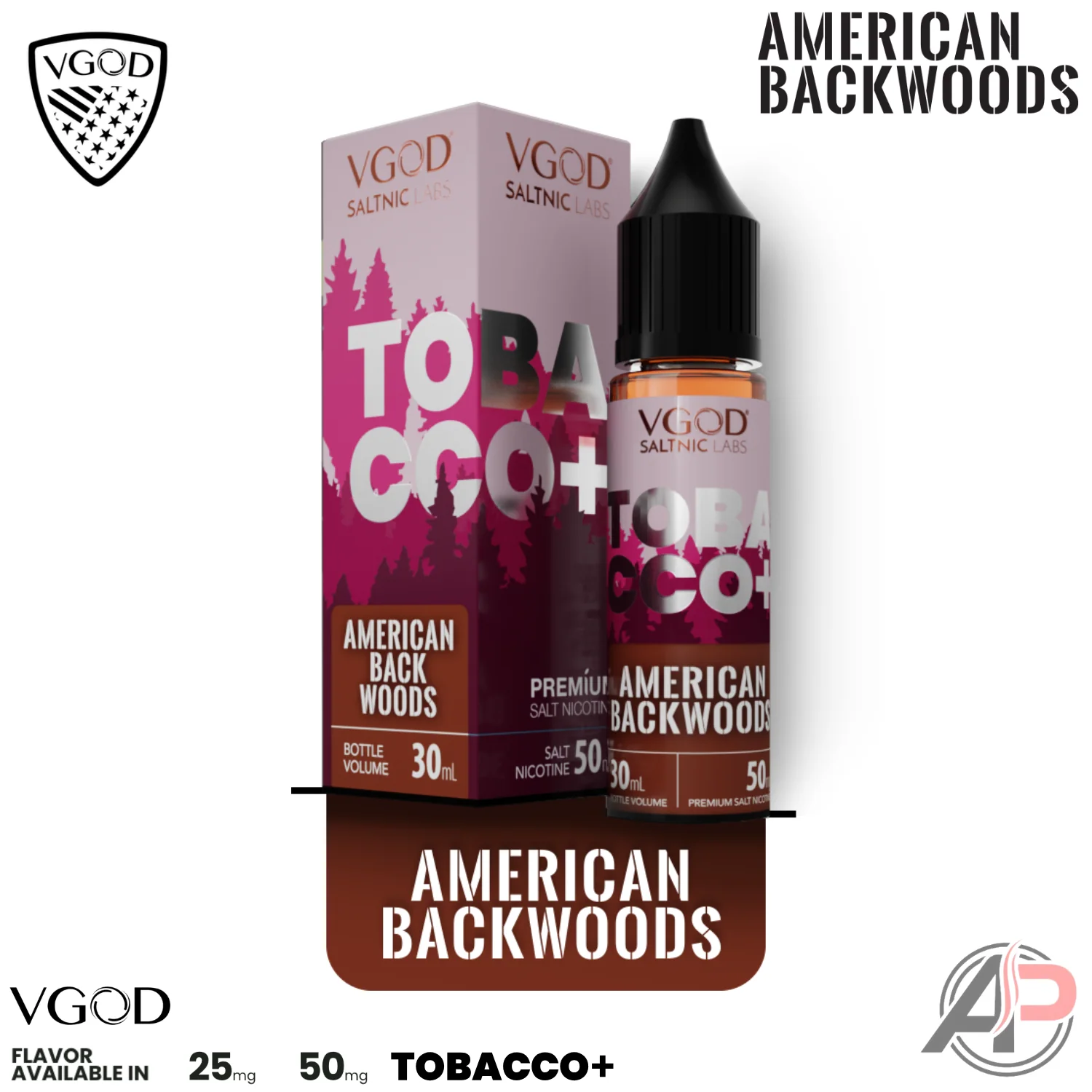 VGOD Tobacco Plus American Backwoods 30mL Salt Nic - Image 2