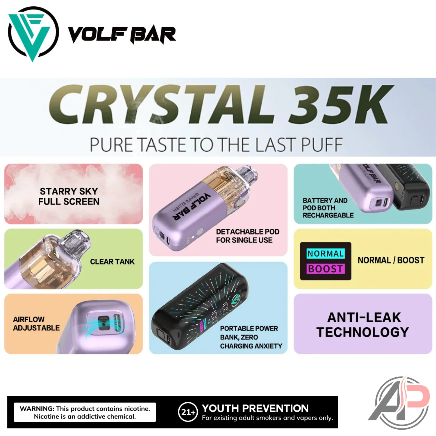 Volf Bar Crystal 35,000 Puffs Disposable Vape Device - Image 3