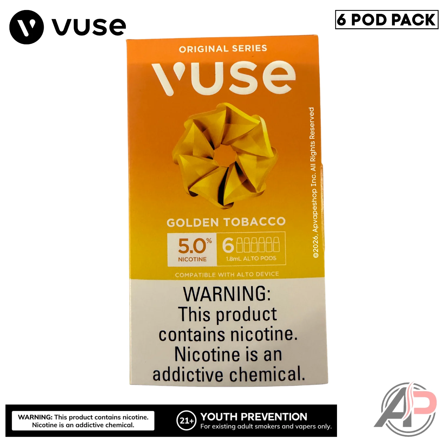 Vuse Alto Golden Tobacco Pods 6 Pack - Image 2