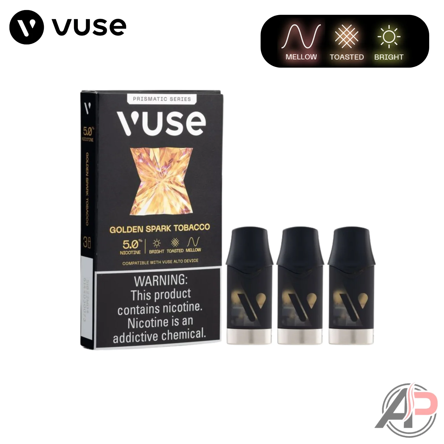 Vuse Alto Prismatic Golden Spark Tobacco Pods 3 Pack - Image 3