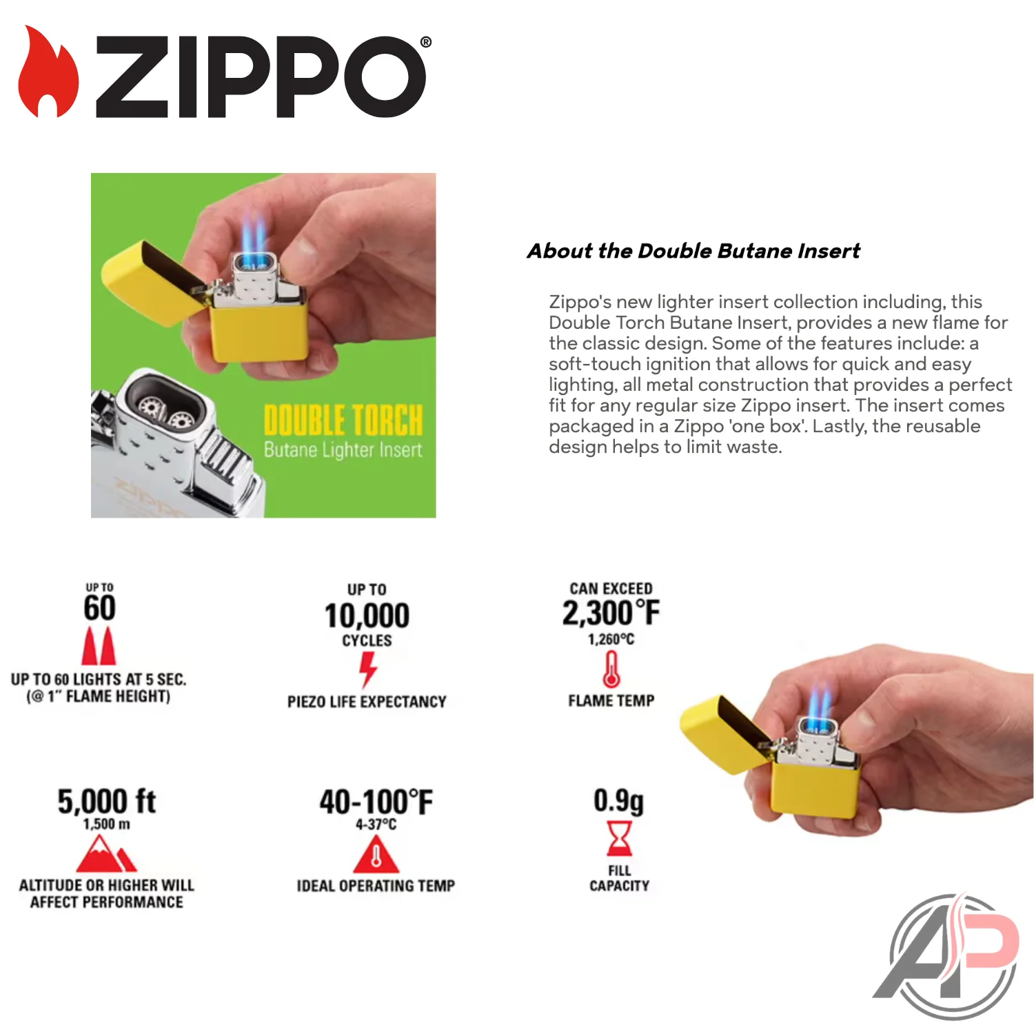 Zippo Double Torch Butane Lighter Insert - Image 3